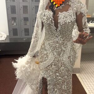 Stunning Silver Beaded Wedding Dress